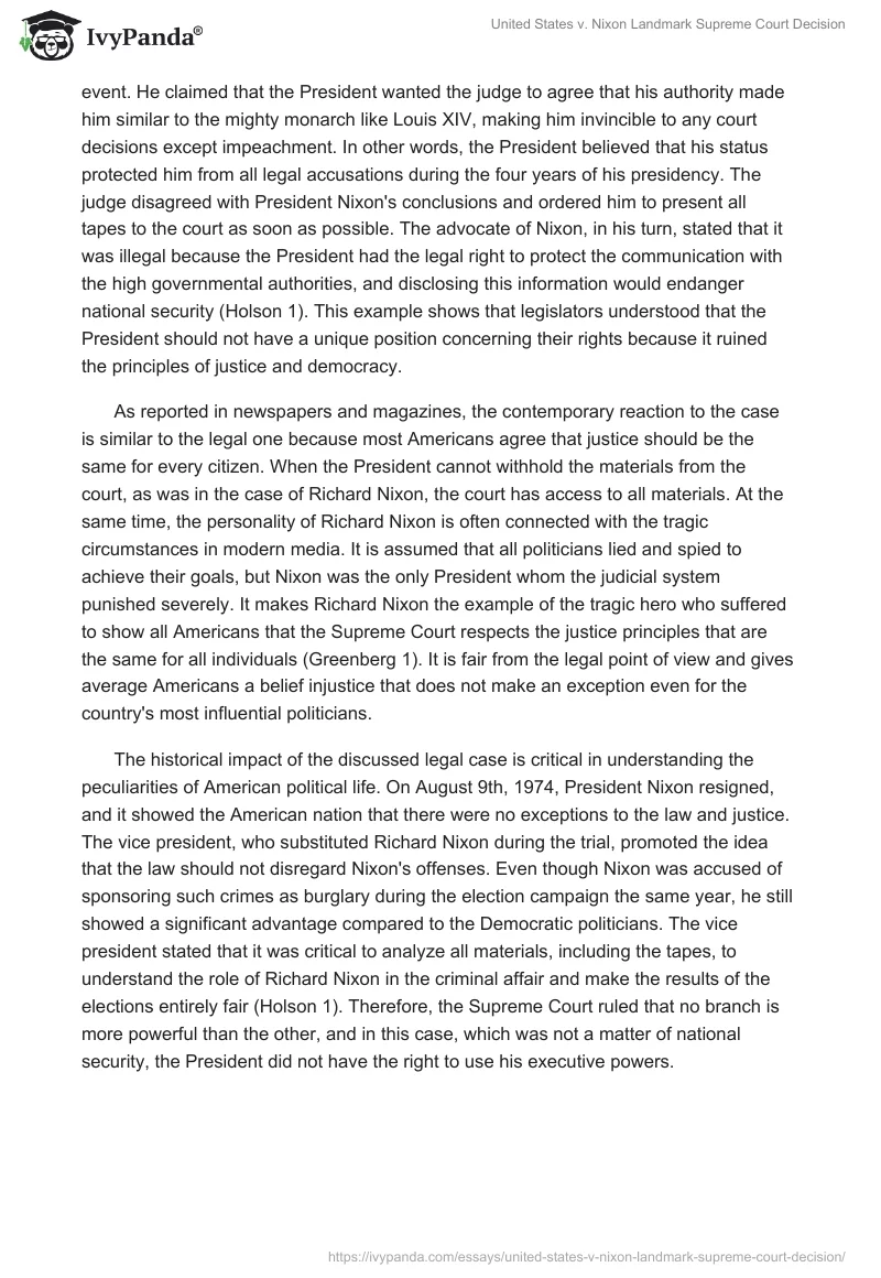 United States vs. Nixon Landmark Supreme Court Decision. Page 3