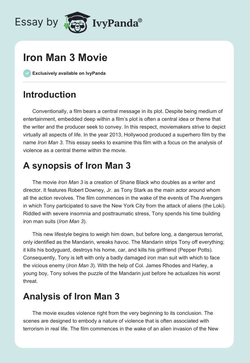 Iron Man 3 Movie. Page 1