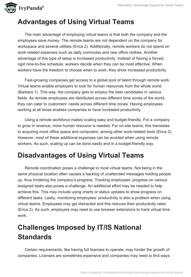 Information Technology Support for Virtual Teams. Page 2