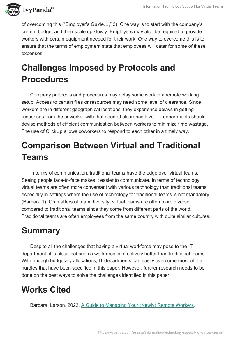 Information Technology Support for Virtual Teams. Page 3