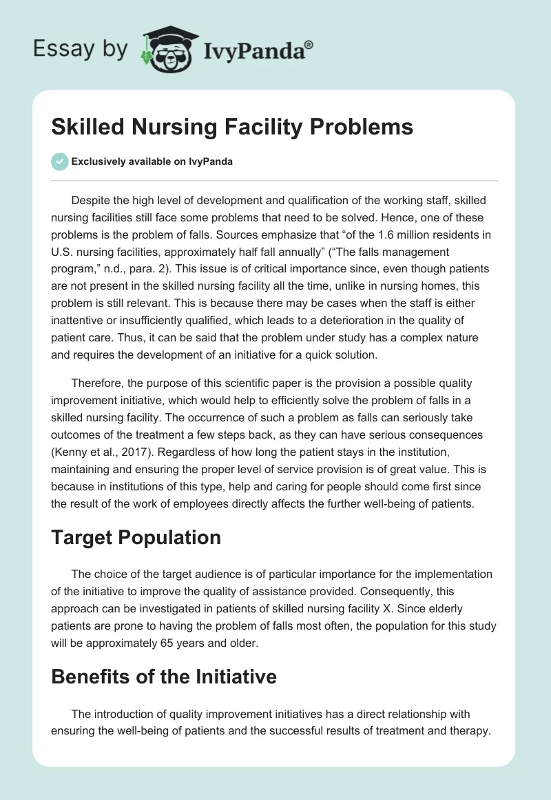 Skilled Nursing Facility Problems. Page 1