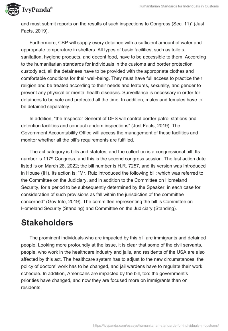 Humanitarian Standards for Individuals in Customs. Page 2