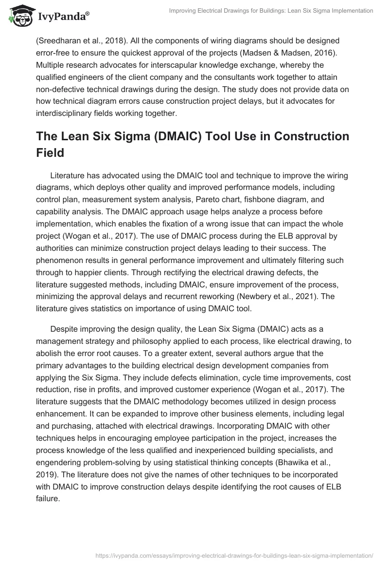 Improving Electrical Drawings for Buildings: Lean Six Sigma Implementation. Page 5