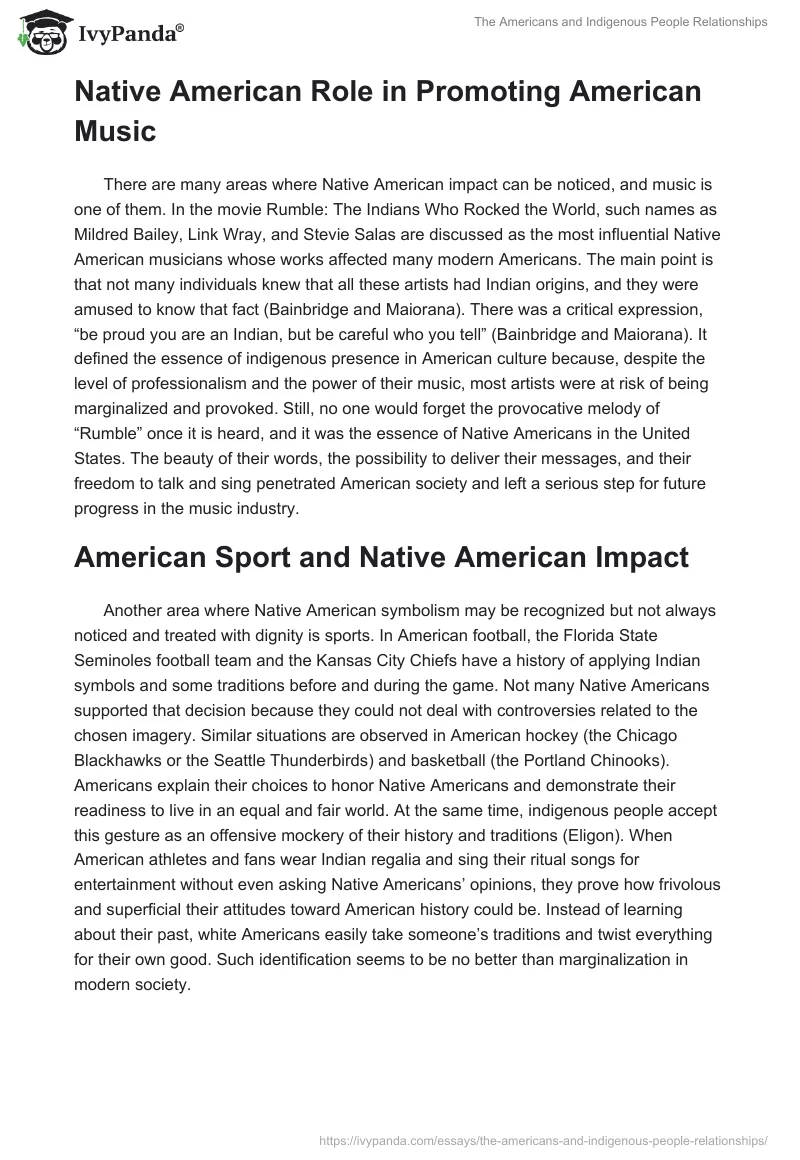 The Americans and Indigenous People Relationships. Page 4