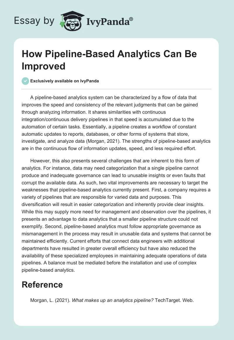 How Pipeline-Based Analytics Can Be Improved. Page 1