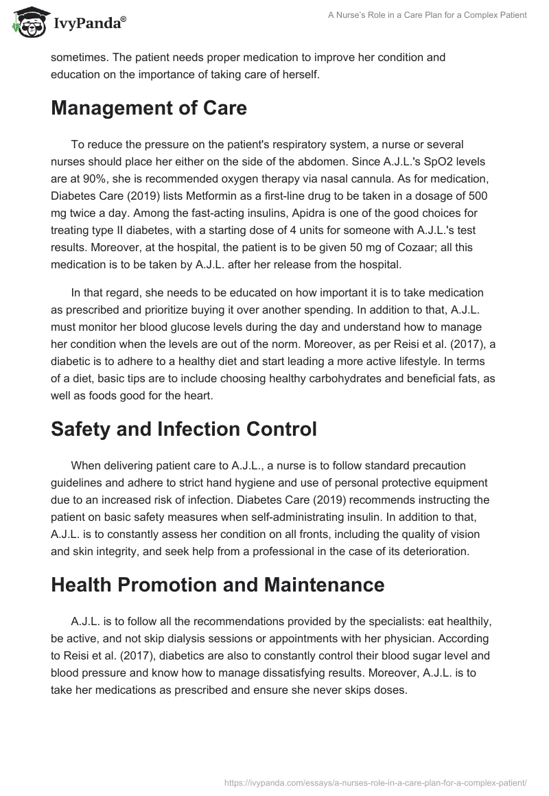 A Nurse’s Role in a Care Plan for a Complex Patient. Page 2