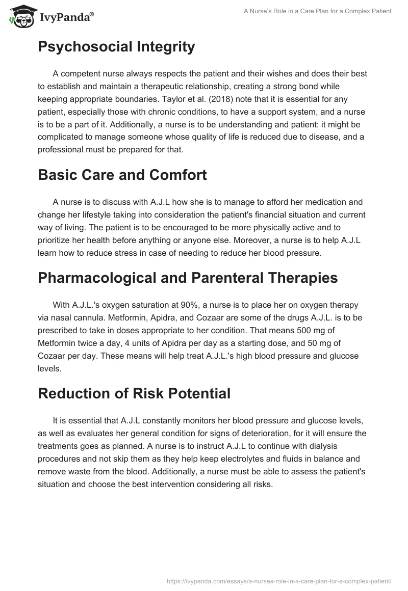 A Nurse’s Role in a Care Plan for a Complex Patient. Page 3