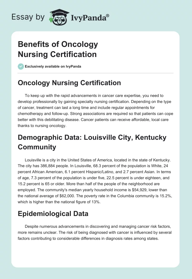 Benefits of Oncology Nursing Certification. Page 1