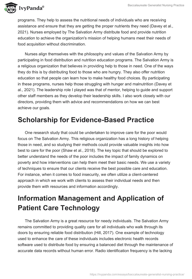 Baccalaureate Generalist Nursing Practice. Page 2