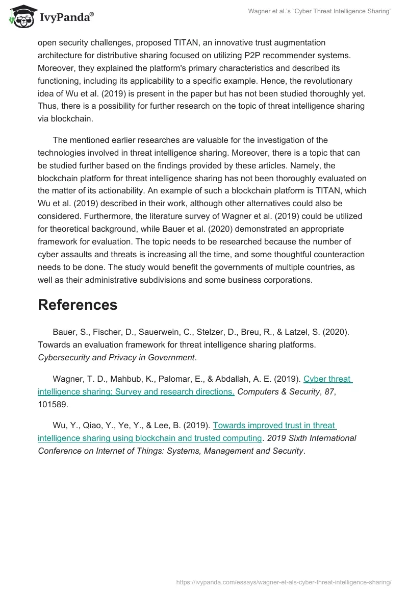 Wagner et al.’s “Cyber Threat Intelligence Sharing”. Page 2