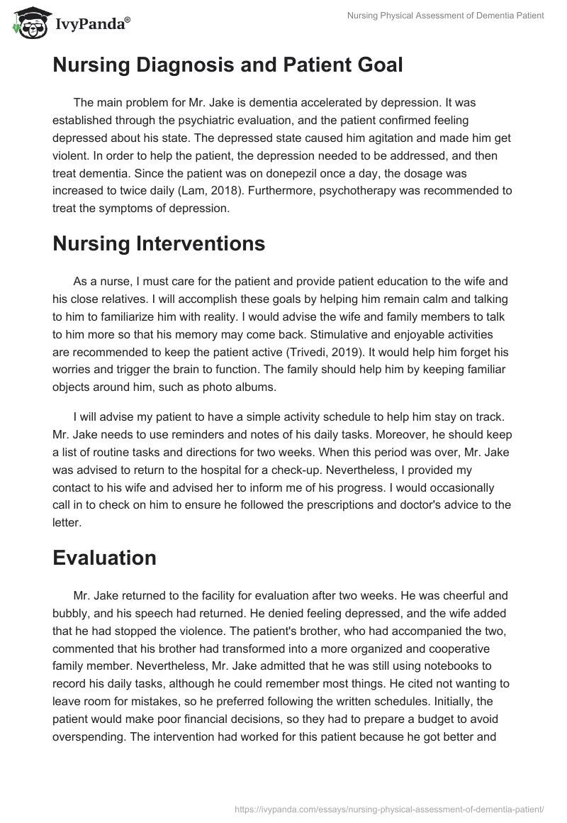 Nursing Physical Assessment of Dementia Patient. Page 3