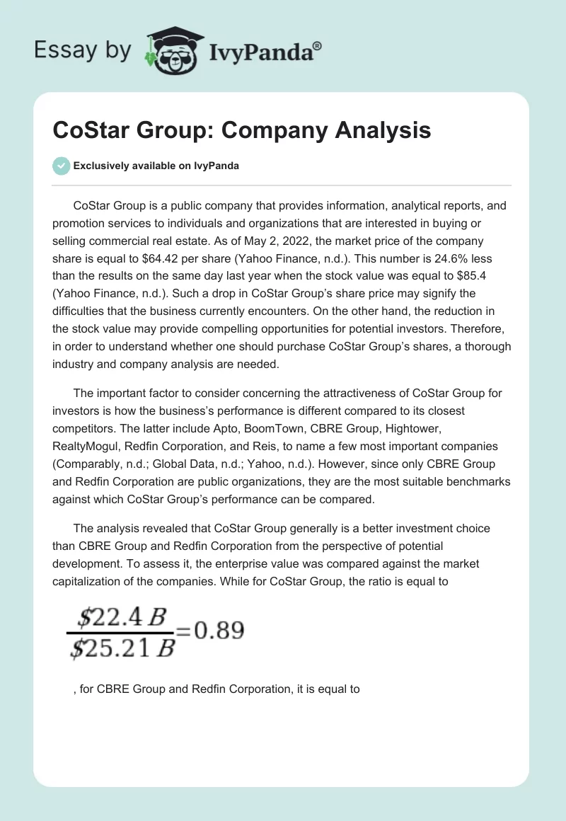 CoStar Group: Company Analysis. Page 1