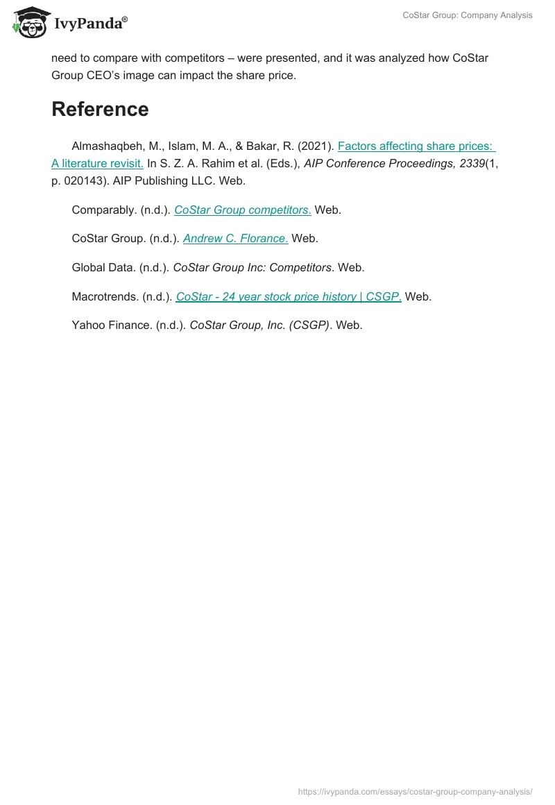 CoStar Group: Company Analysis. Page 5