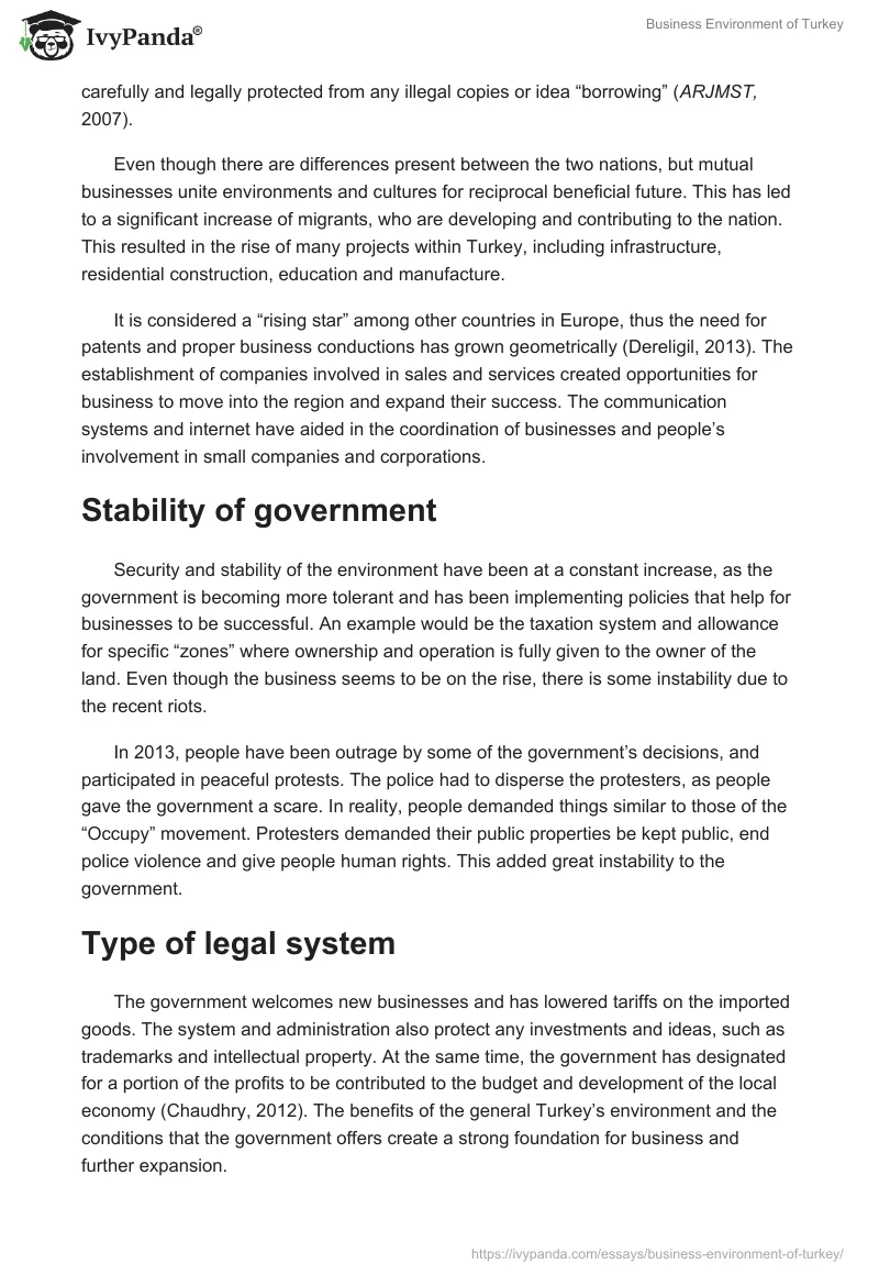 Business Environment of Turkey. Page 2