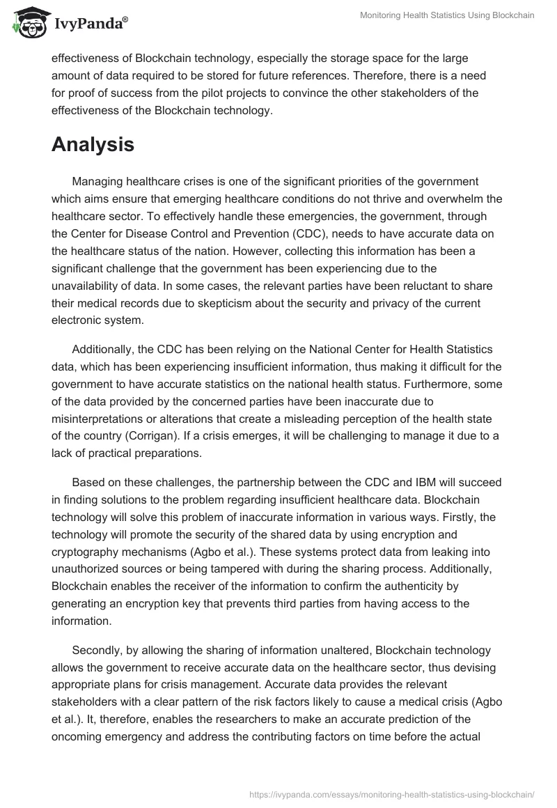 Monitoring Health Statistics Using Blockchain. Page 2