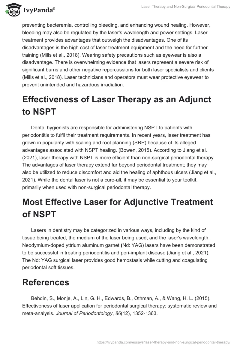 Laser Therapy and Non-Surgical Periodontal Therapy. Page 2