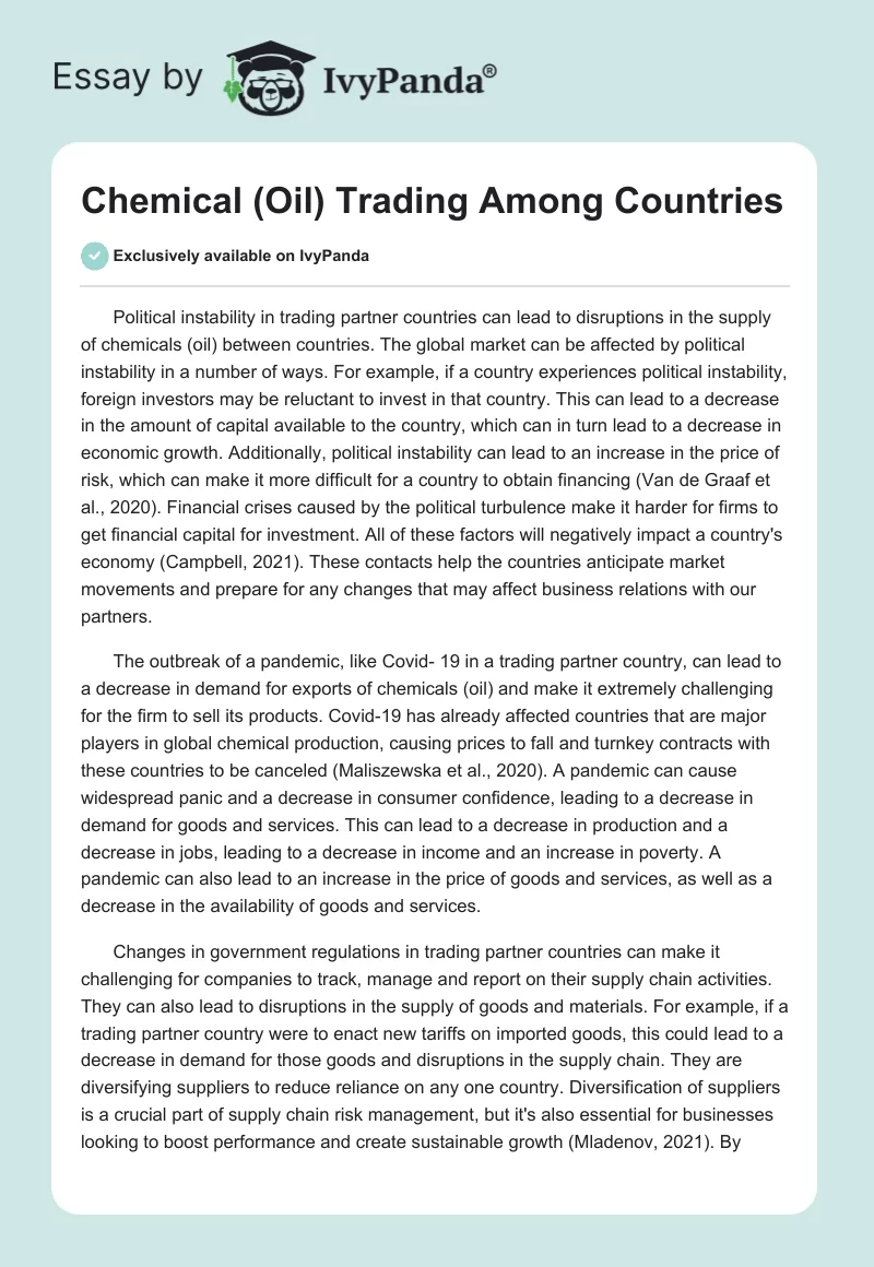 Chemical (Oil) Trading Among Countries. Page 1