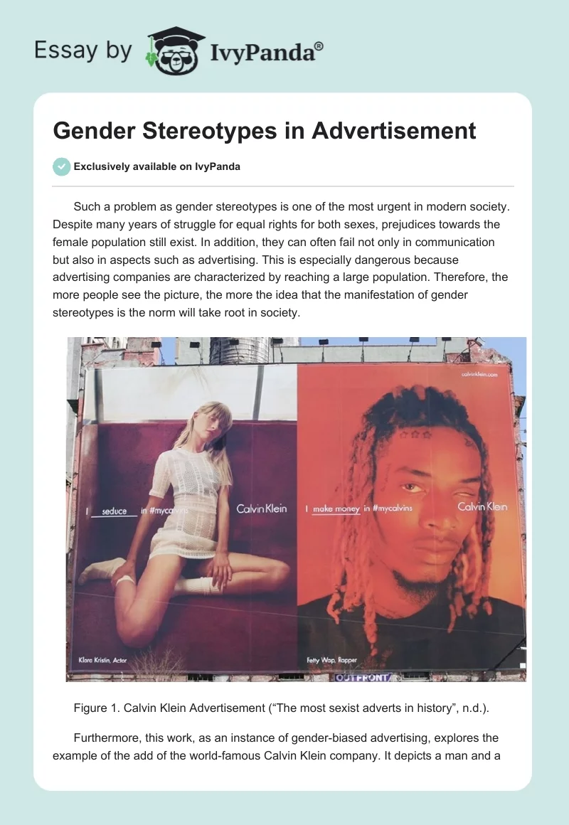 Gender Stereotypes in Advertisement. Page 1