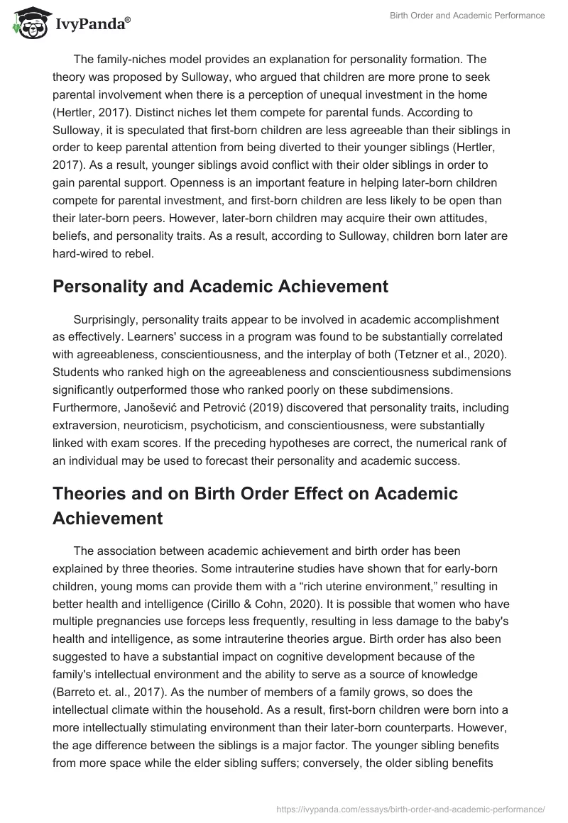 Birth Order and Academic Performance. Page 3