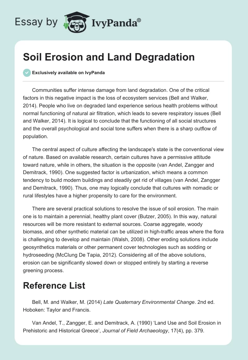 Soil Erosion and Land Degradation. Page 1