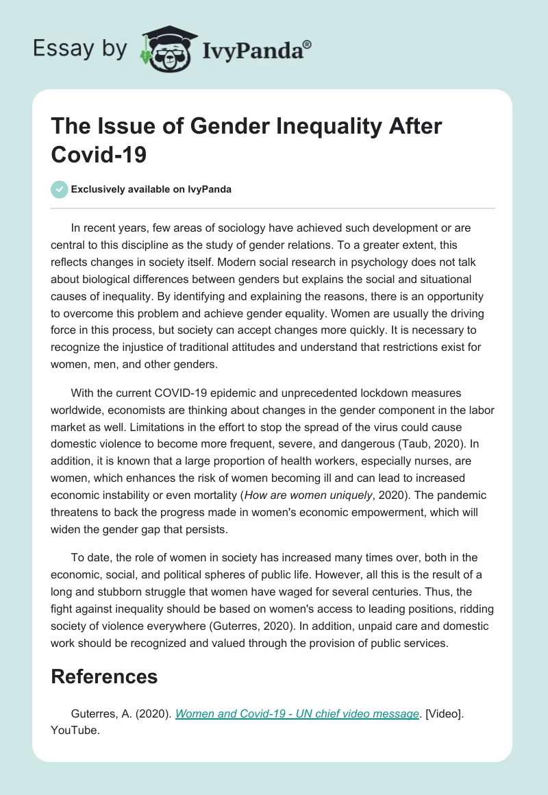 The Issue of Gender Inequality After Covid-19. Page 1