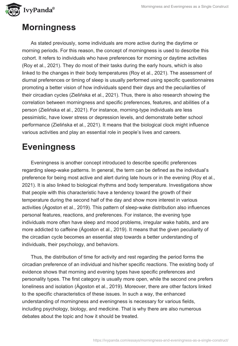 Morningness and Eveningness as a Single Construct. Page 2