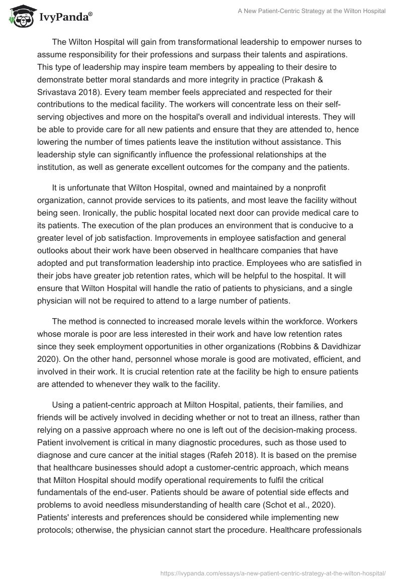 A New Patient-Centric Strategy at the Wilton Hospital. Page 2