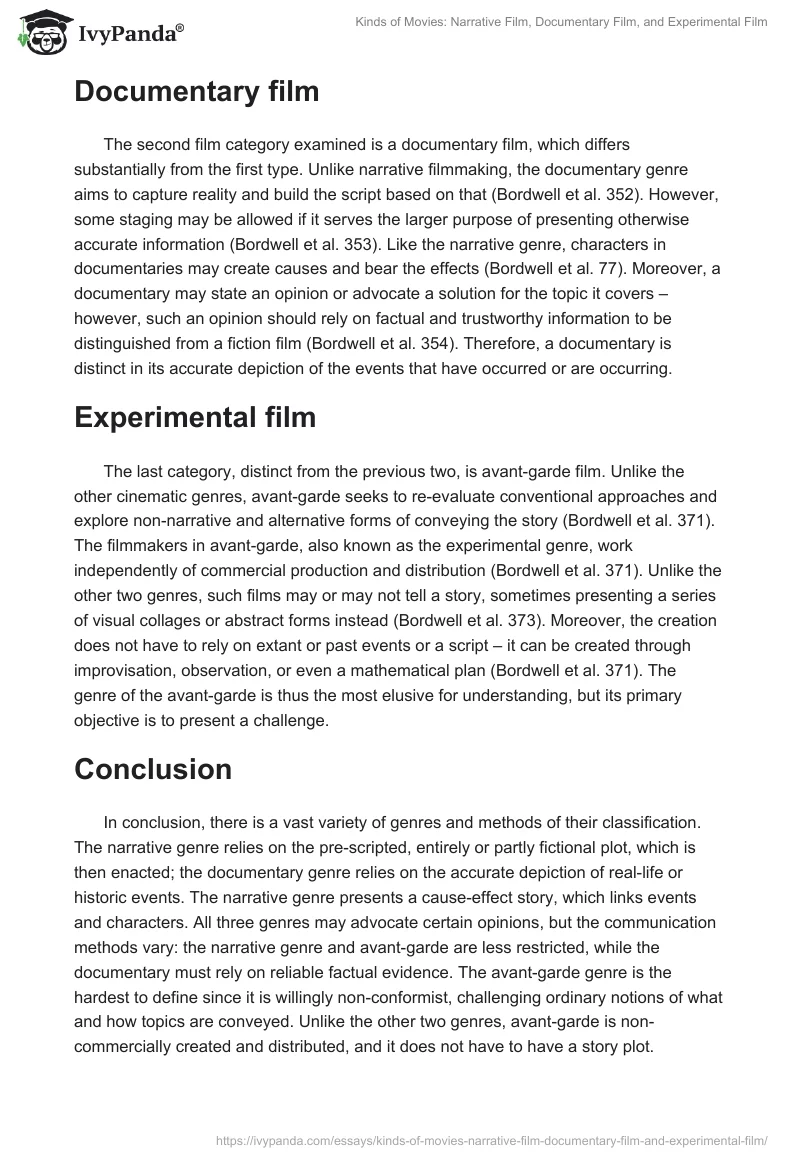 Kinds of Movies: Narrative Film, Documentary Film, and Experimental Film. Page 2