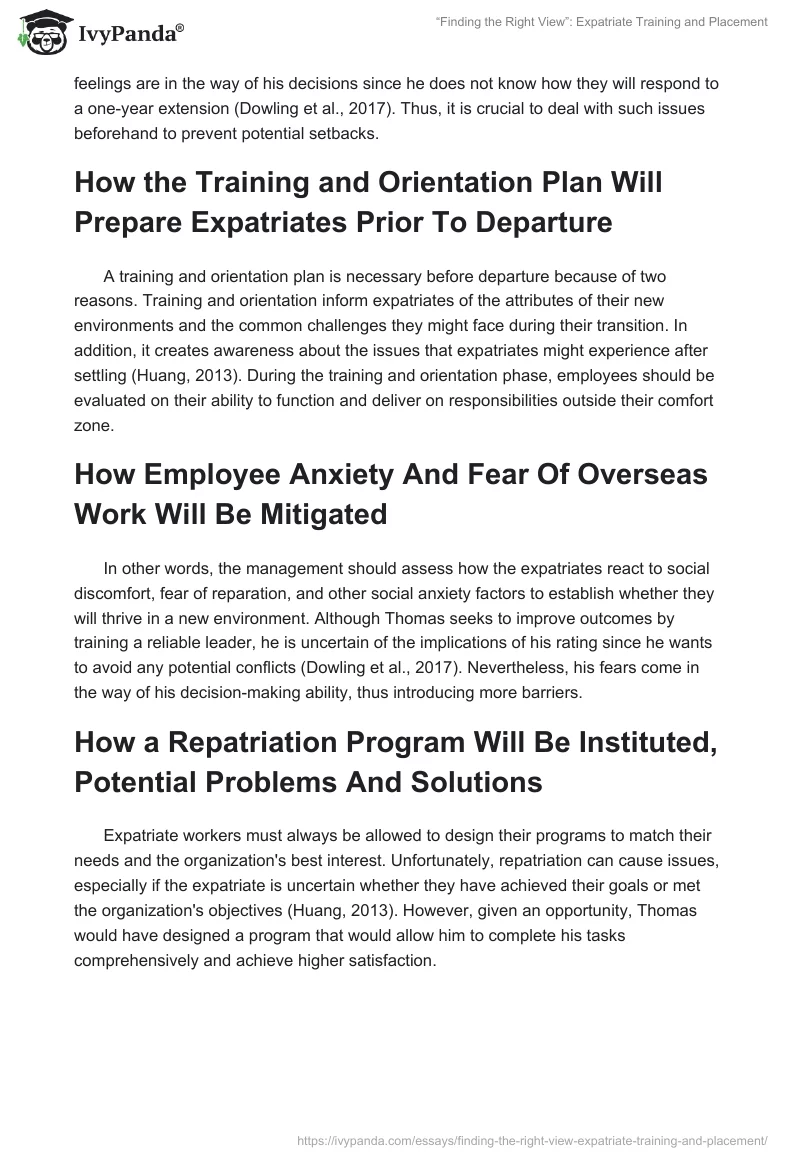 “Finding the Right View”: Expatriate Training and Placement. Page 2