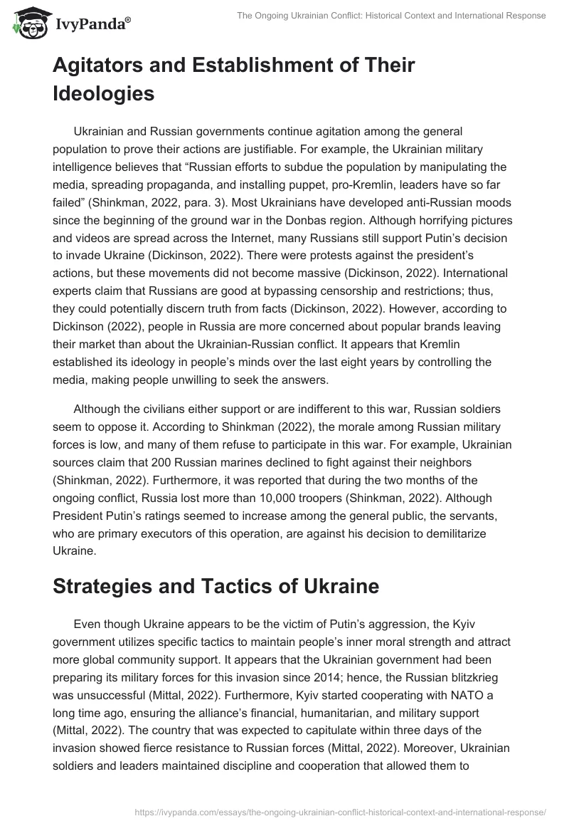 The Ongoing Ukrainian Conflict: Historical Context and International Response. Page 3