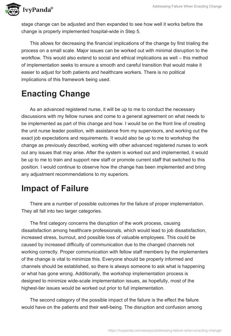 Addressing Failure When Enacting Change. Page 3