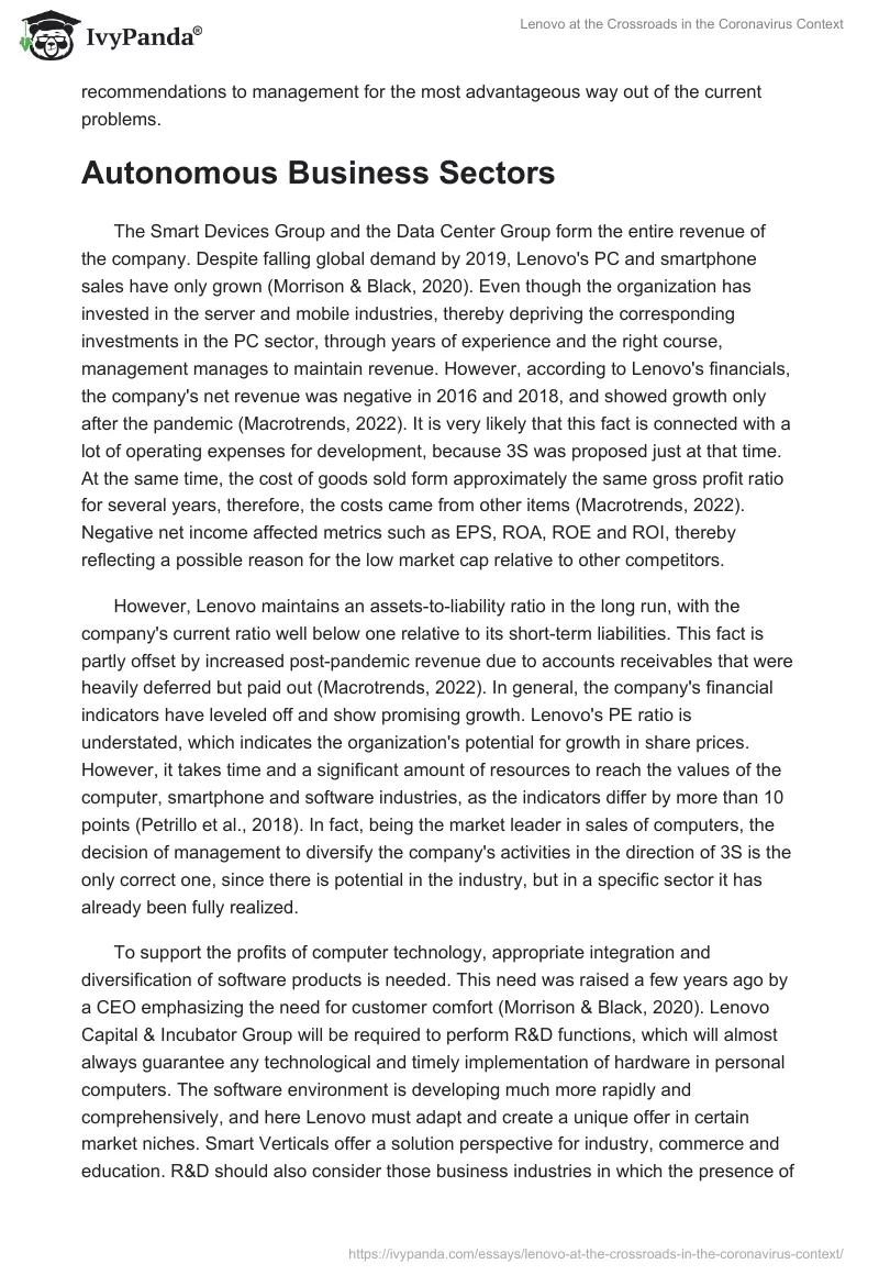 Lenovo at the Crossroads in the Coronavirus Context. Page 2