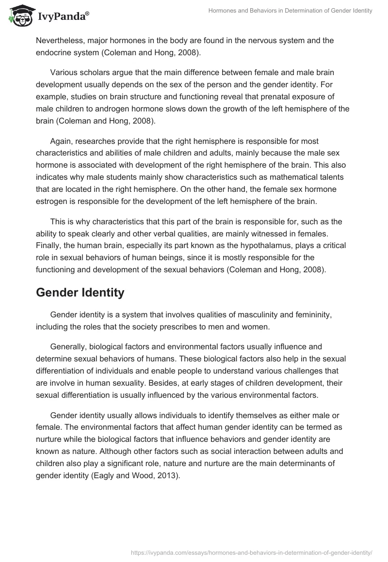 Hormones and Behaviors in Determination of Gender Identity. Page 2