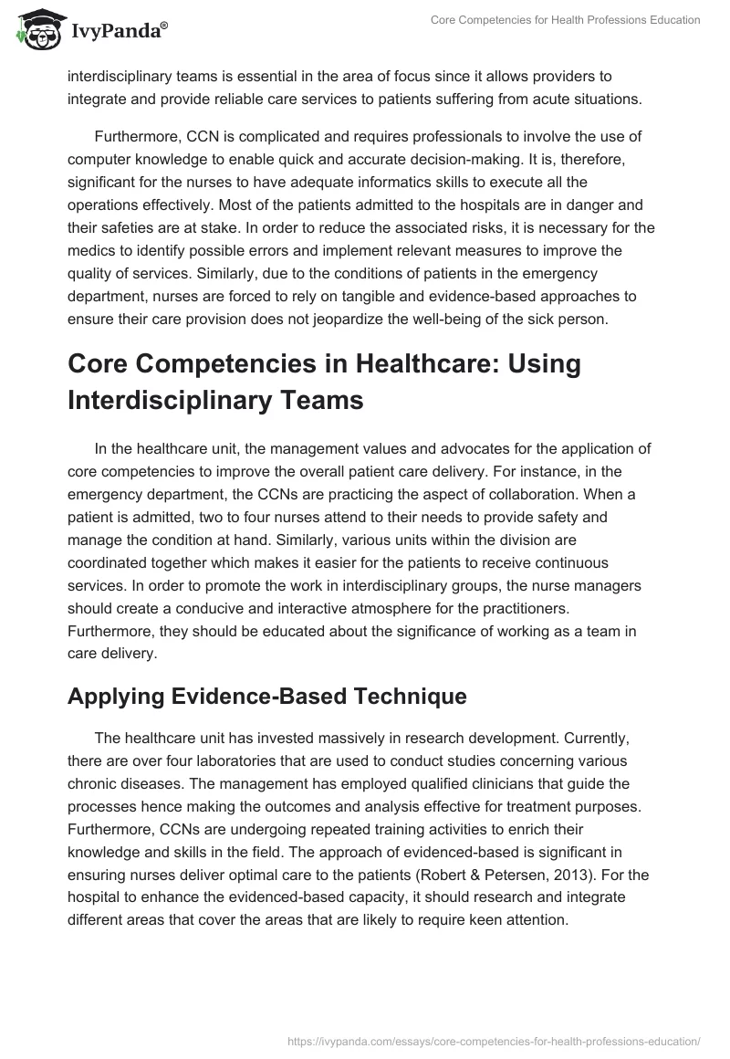 Core Competencies for Health Professions Education. Page 2