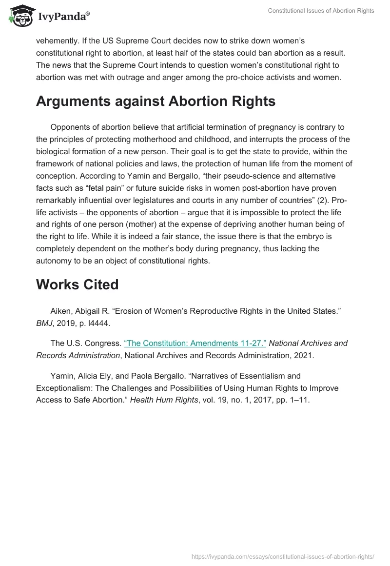 Constitutional Issues of Abortion Rights. Page 2
