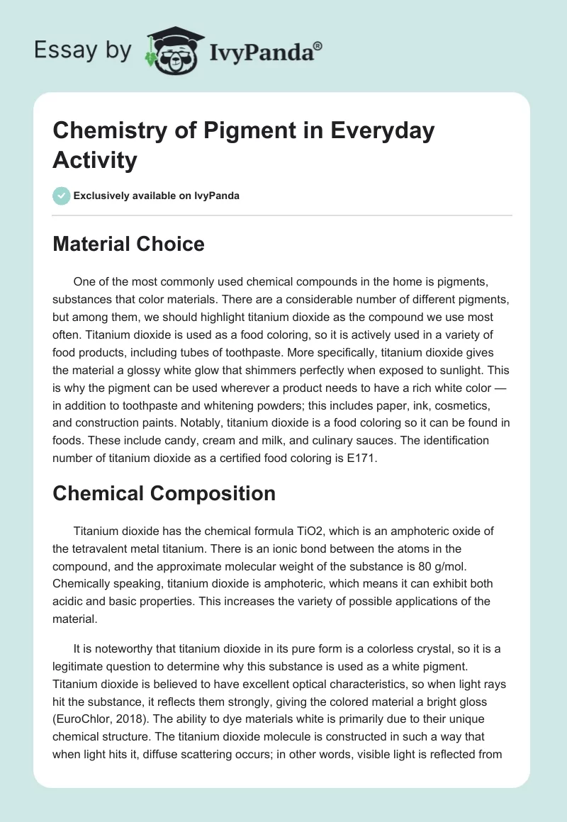 Chemistry of Pigment in Everyday Activity. Page 1
