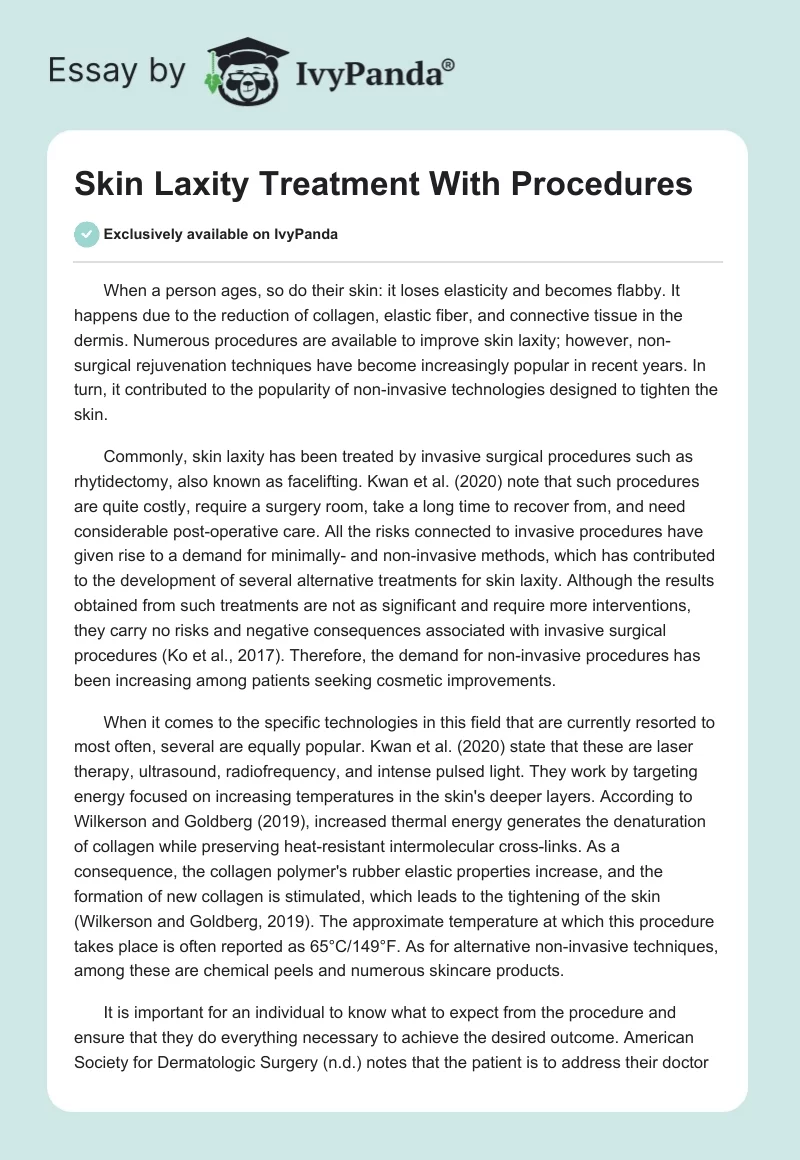 Skin Laxity Treatment With Procedures. Page 1