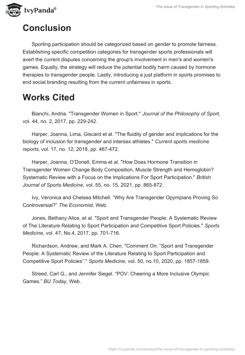 The Issue of Transgender in Sporting Activities. Page 3