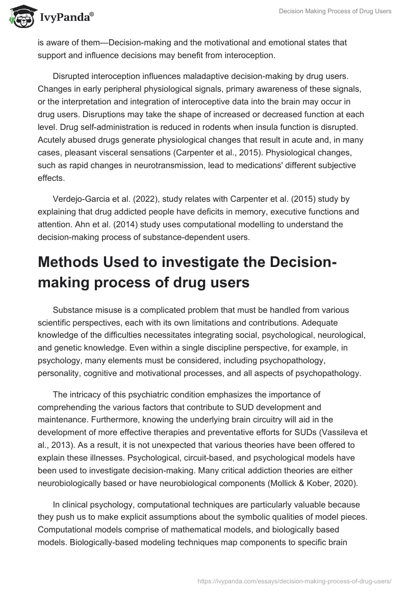 Decision Making Process of Drug Users. Page 2
