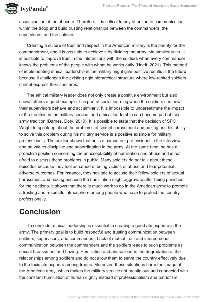 Trust and Respect: “The Effects of Hazing and Sexual Harassment”. Page 3