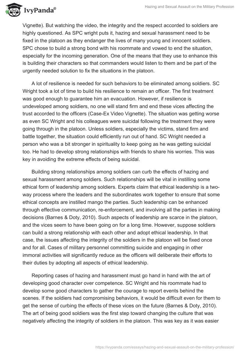Hazing and Sexual Assault on the Military Profession. Page 2