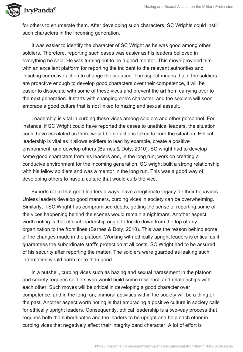 Hazing and Sexual Assault on the Military Profession. Page 3