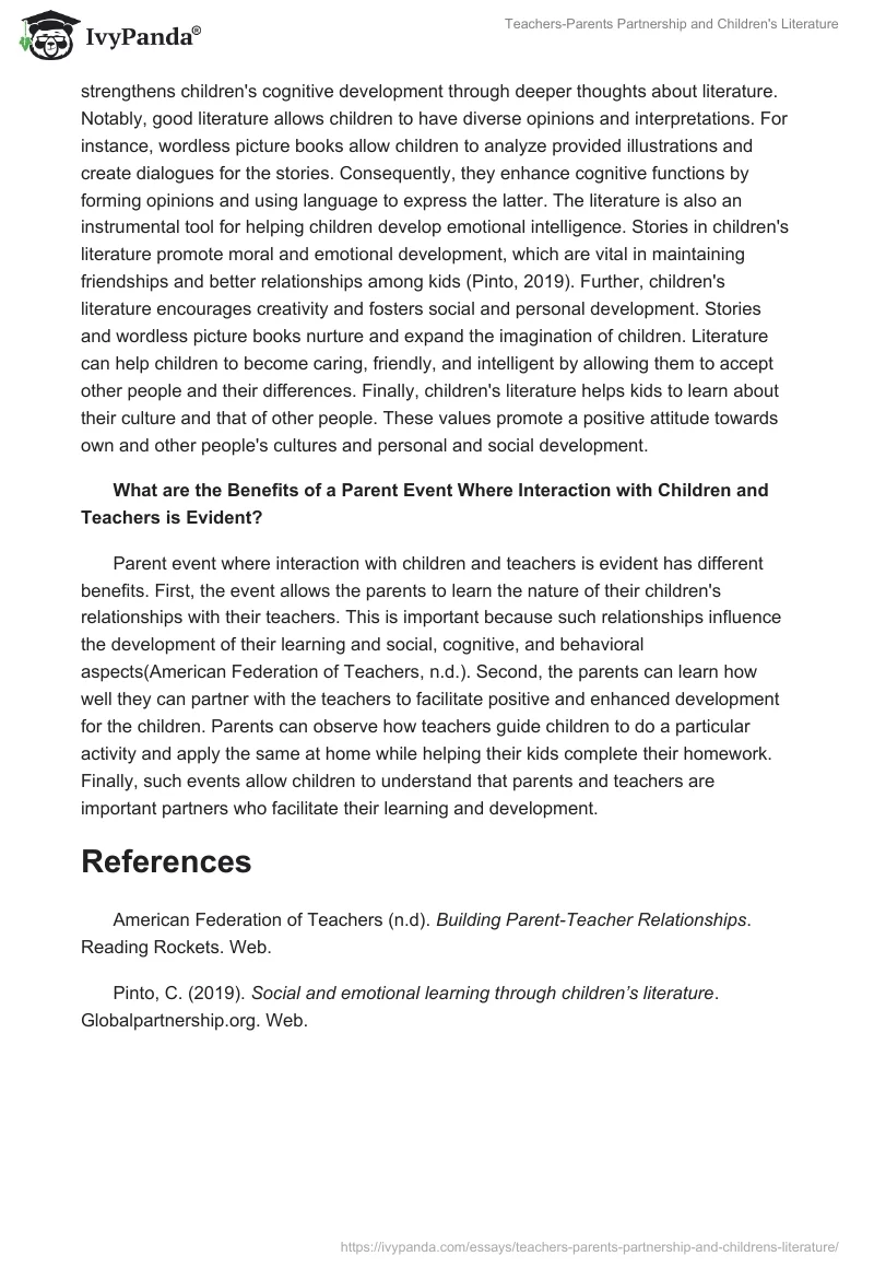 Teachers-Parents Partnership and Children's Literature. Page 2