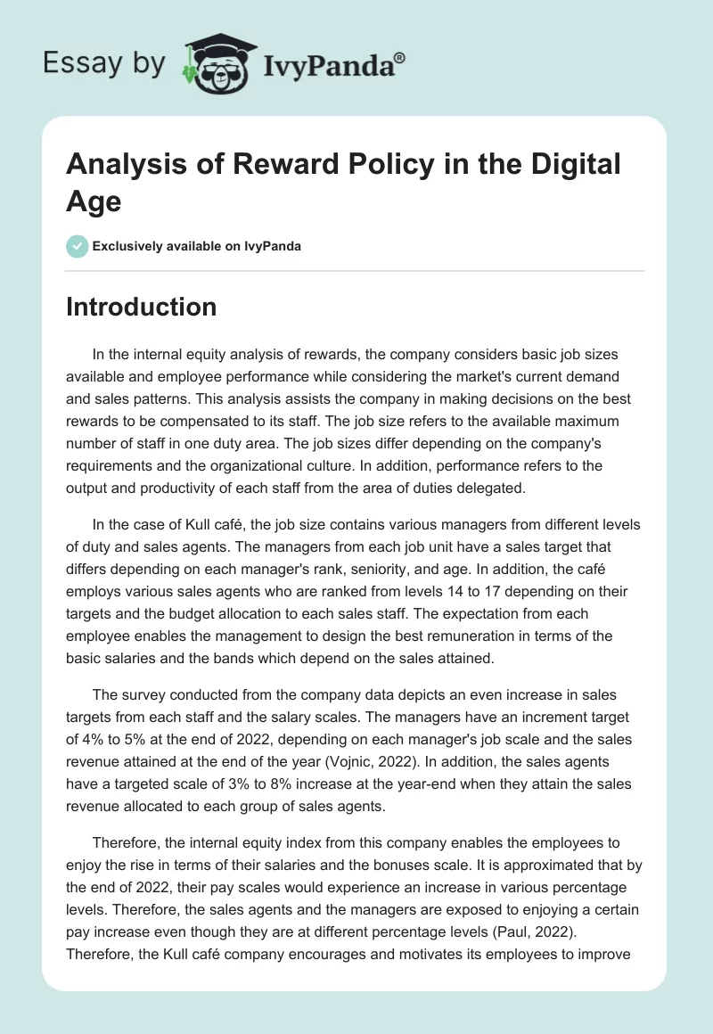 Analysis of Reward Policy in the Digital Age. Page 1