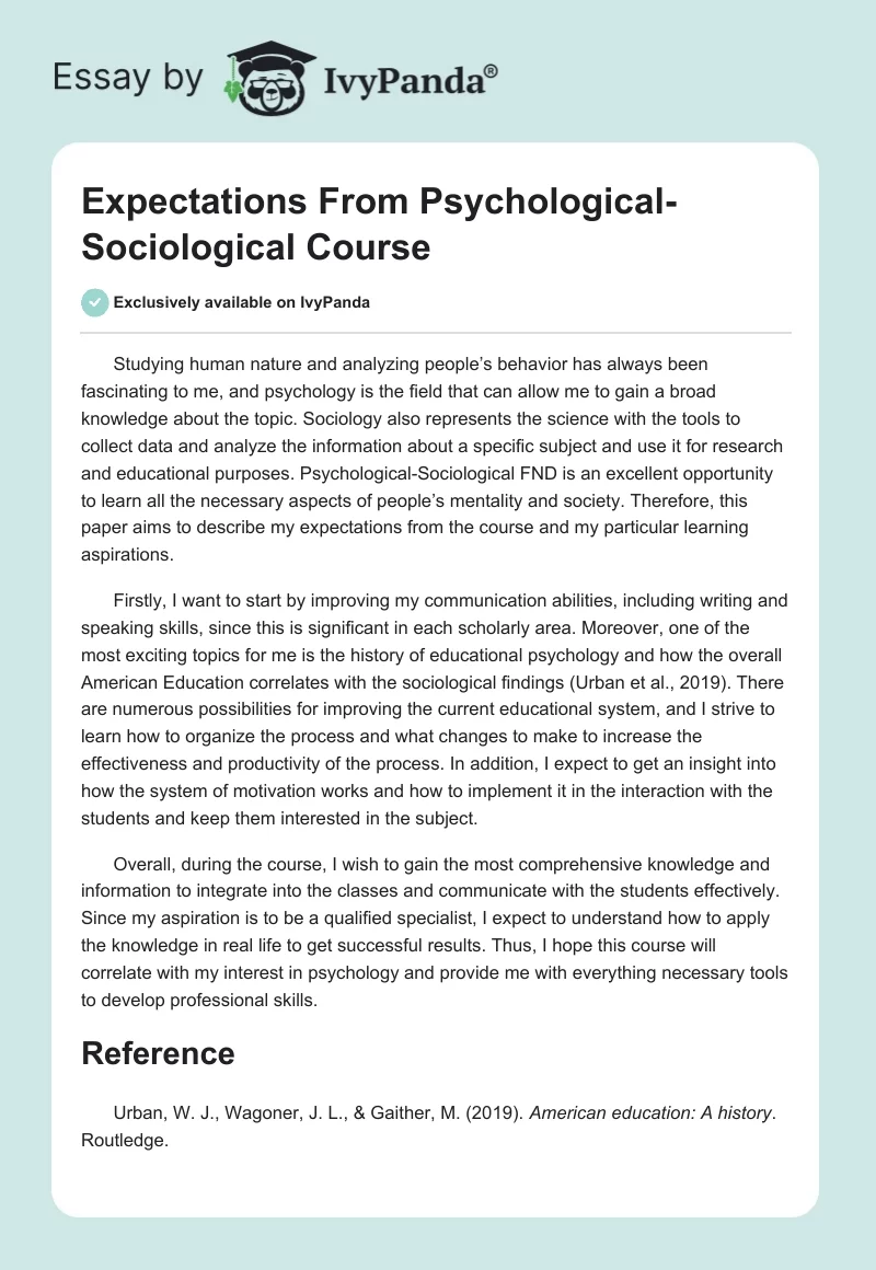 Expectations From Psychological-Sociological Course. Page 1