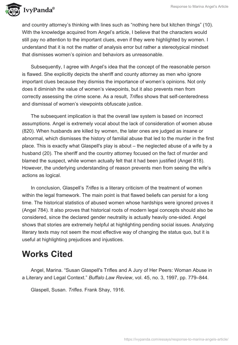 Response to Marina Angel’s Article. Page 2