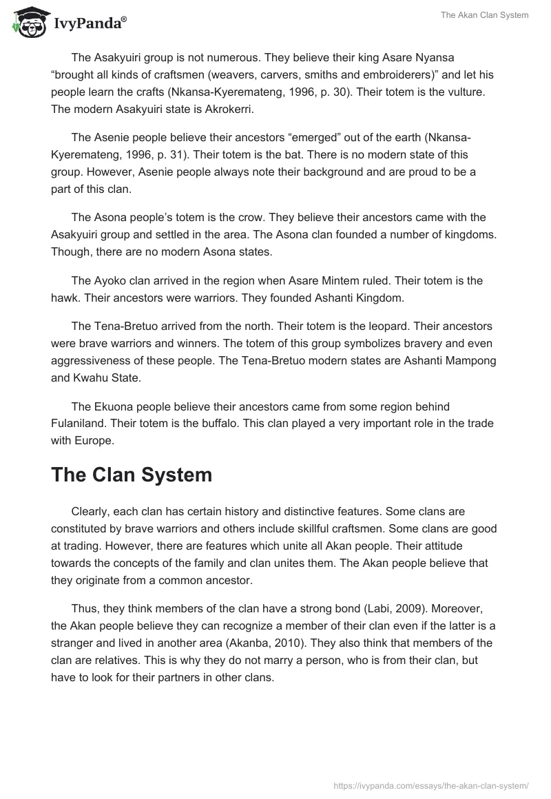 The Akan Clan System. Page 2