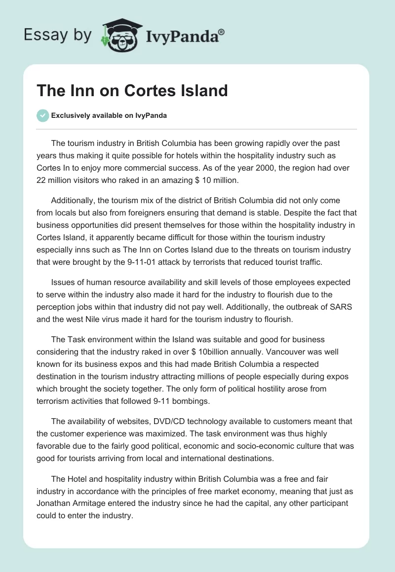 The Inn on Cortes Island. Page 1