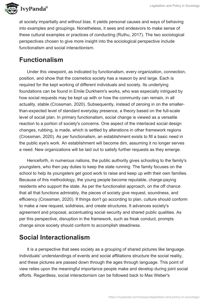Legislation and Policy in Sociology. Page 2