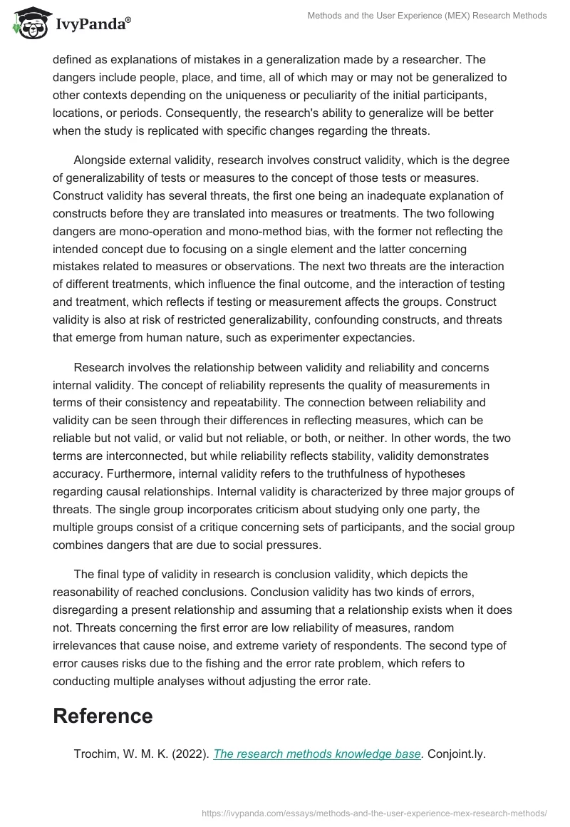 Methods and the User Experience (MEX) Research Methods. Page 2